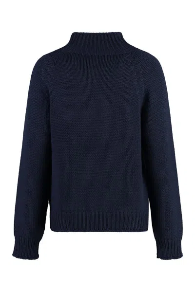 Shop Fabiana Filippi Wool Turtleneck Sweater In Blue