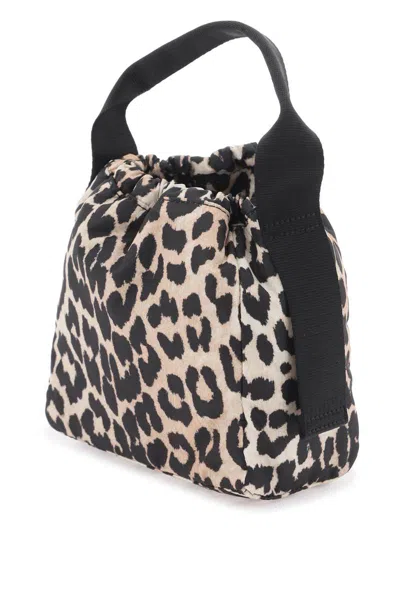 Shop Ganni Leopard Tech Handbag In Multicolor