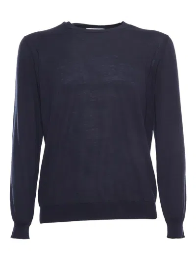 Kangra Cashmere Plain Knit Sweater In Blue