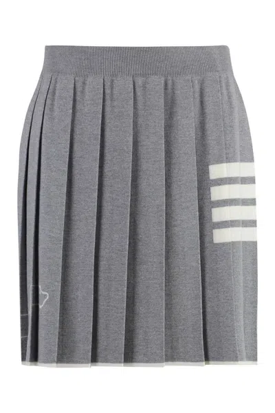 Shop Thom Browne Pleated Mini Skirt In Grey