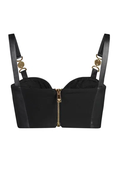 Versace Women's Leather Crop Top In Black