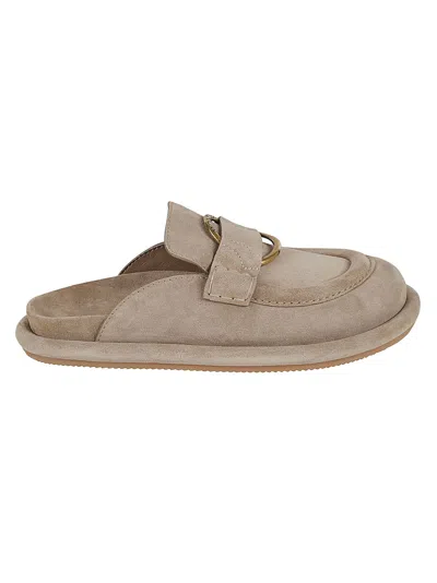 Shop Moncler Bell Mules In Beige