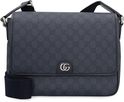 Shop Gucci Gg Supreme Foldover Top Messenger Bag In Blue