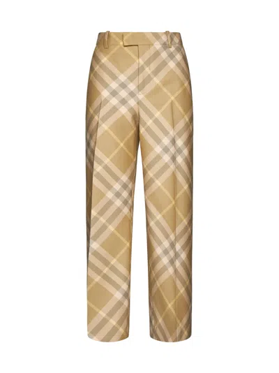 Shop Burberry Pants In Flax Ip Check