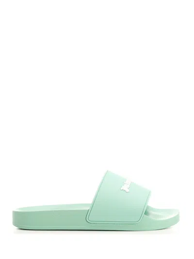 Shop Palm Angels Pool Slippers In Green