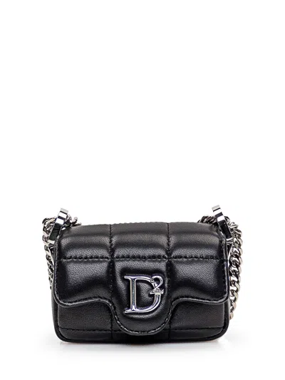 Shop Dsquared2 Leather Mini Bag In Nero+palladio