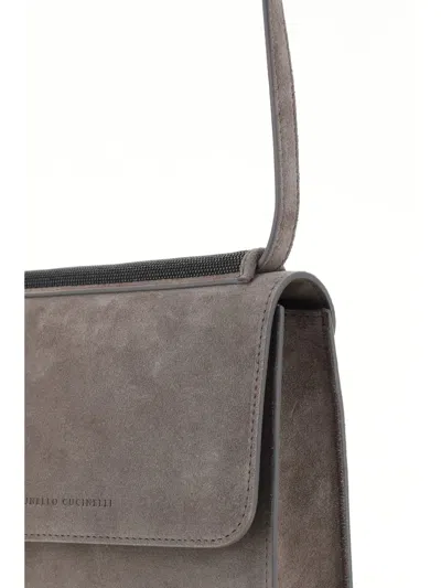 Shop Brunello Cucinelli Shoulder Bag In Pietra Serena