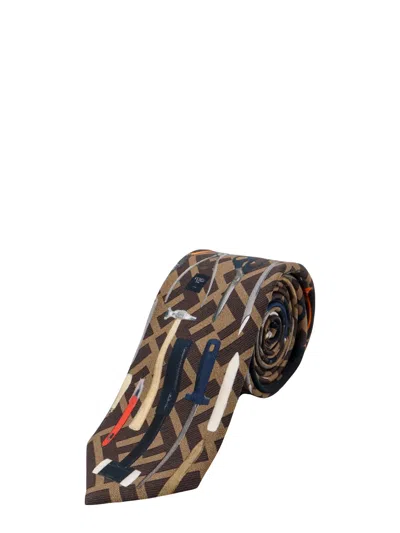 Shop Fendi Tie In Zucca Multicolor
