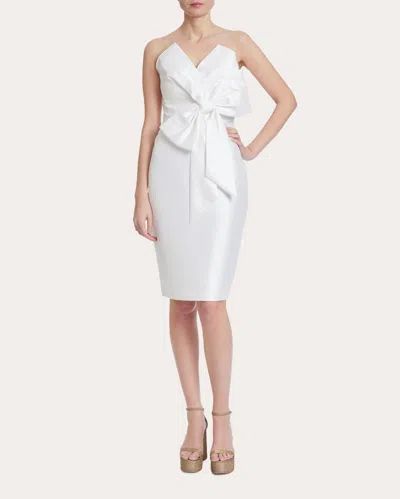 Shop Badgley Mischka Women's Strapless Bow Cocktail Dress In White