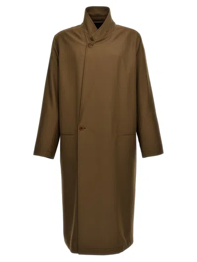Shop Lemaire 'asymmetric' Coat In Brown