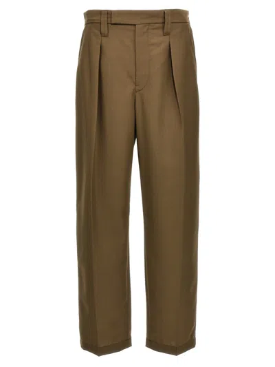 Shop Lemaire 'one Pleat' Trousers In Brown