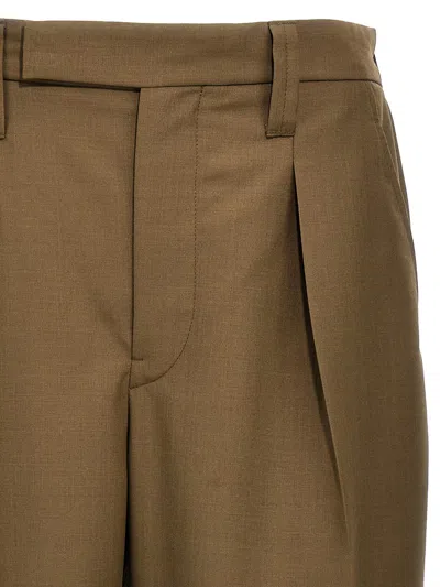 Shop Lemaire 'one Pleat' Trousers In Brown