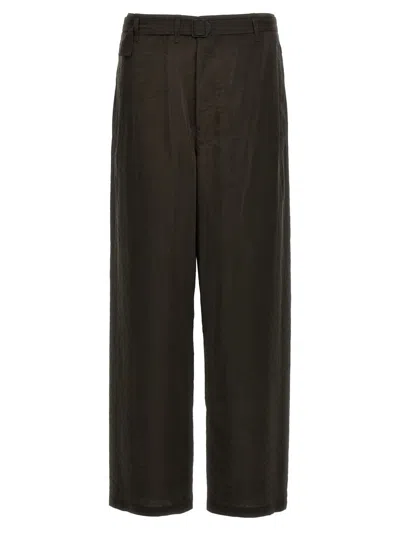 Shop Lemaire 'seamless Belted' Trousers In Brown