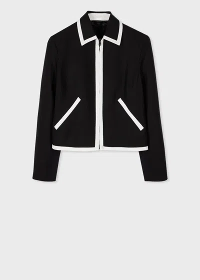 Shop Paul Smith Contrasting-detail Linen Jacket In Black