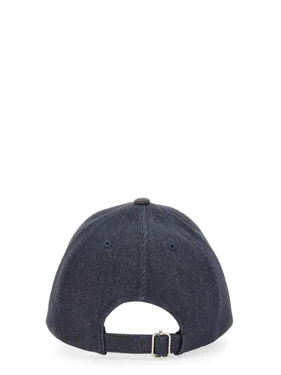 Shop Apc A.p.c. Logo Baseball Cap In Denim