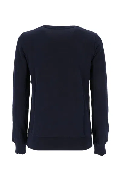 Shop Apc Blue Tina Sweatshirt In Fleece Cotton With Logo Embroidery To The Chest A.p.c. Woman In Multicolor