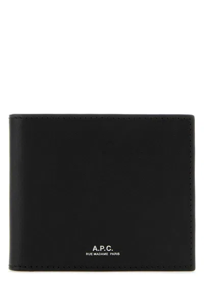 Shop Apc 'ally' Black Bi-fold Wallet With Embossed Logo In Leather Man In Lzz