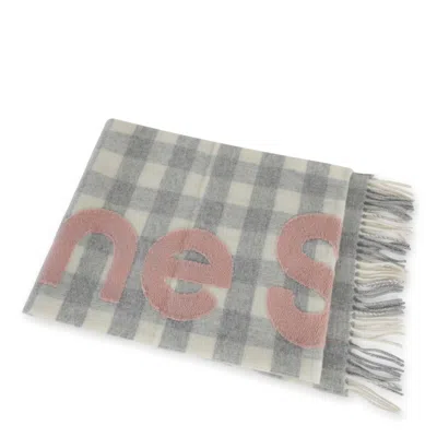 Shop Acne Studios "checked Scarf With Logo Pattern" In Multicolor