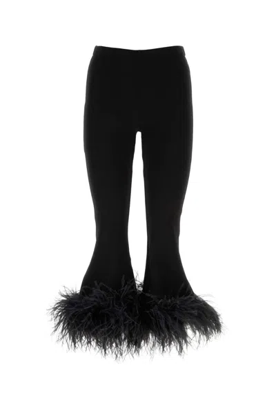 Shop Valentino Feather-trim Cropped Trousers In Black