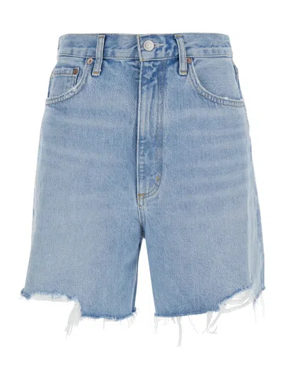 Shop Agolde Light Blue Jeans Shorts In Denim Woman