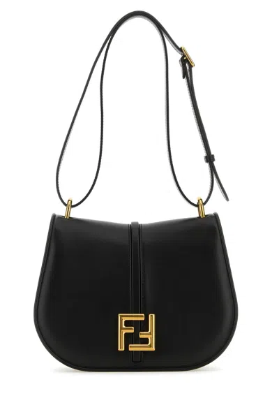 Shop Fendi Black Leather Cmon Medium Shoulder Bag