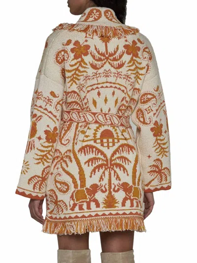 Shop Alanui Jacquard Knit Cardigan In Ivory