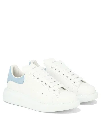 Shop Alexander Mcqueen Oversized Leather Sneakers In White/powder Blue