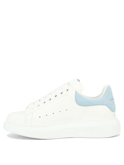 Shop Alexander Mcqueen Oversized Leather Sneakers In White/powder Blue