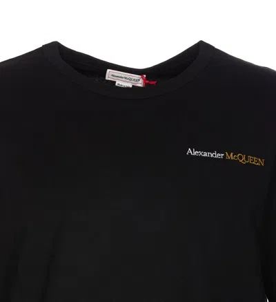 Shop Alexander Mcqueen Embroidered T-shirt In Black