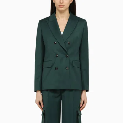 Shop Amiri Forest Green Double-breasted Jacket In Wool