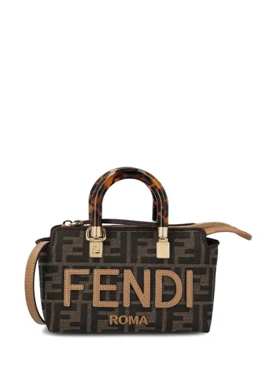 Shop Fendi By The Way Mini Tote Bag In Lmn Jacquard Ff Tab