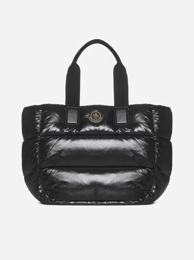 Shop Moncler Caradoc Quilted Nylon Tote Bag In Nero