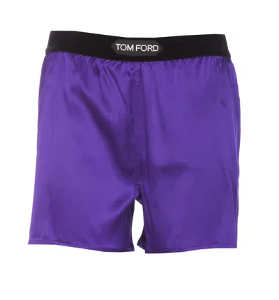 Shop Tom Ford Logo Shorts In Purple