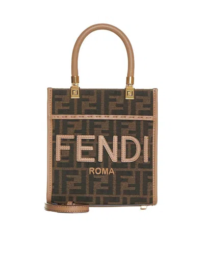 Shop Fendi Ff Motif Top Handle Bag In Tab