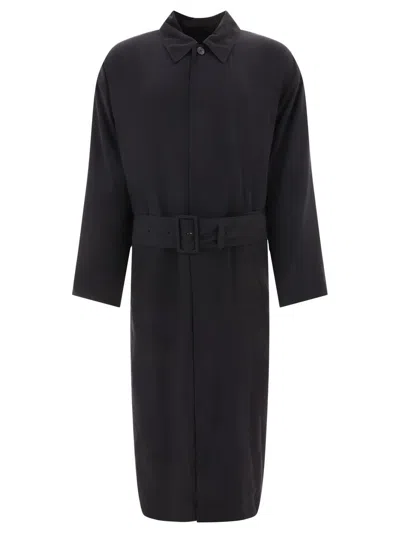 Shop Balenciaga Belted Trench Coat In Black