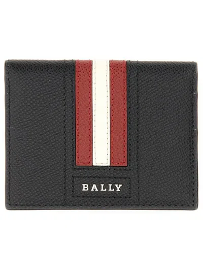 Shop Bally Black, White And Red Leather Wallet