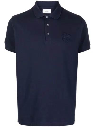 Shop Bally Polo Shirt With Embroidery In Blue