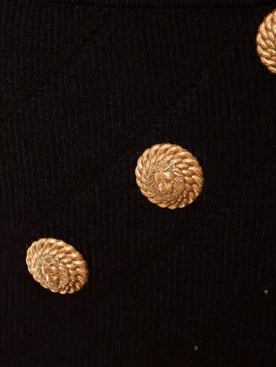 Shop Balmain Logo Button Knitted Skirt In Black