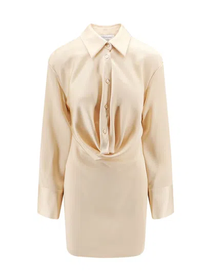 Shop Blumarine Satin Dress In Beige