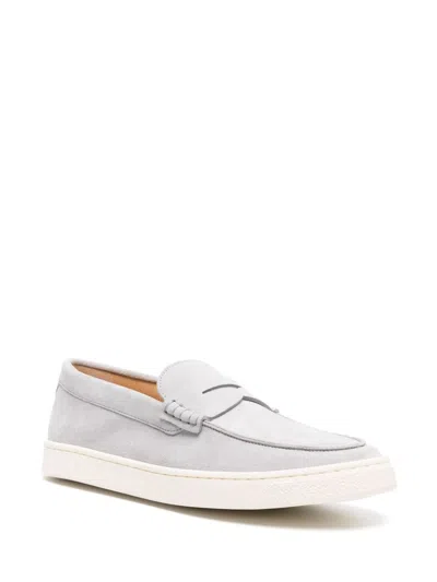 Shop Brunello Cucinelli Suede Leather Loafers In Gray