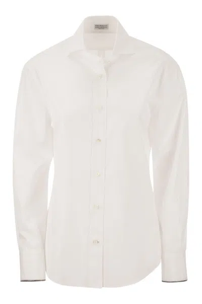 Shop Brunello Cucinelli Cotton Poplin Shirt In White