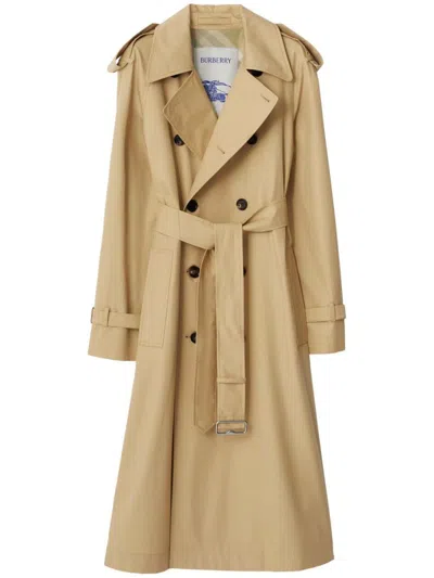 Shop Burberry Gabardine Trench Coat Clothing In Brown