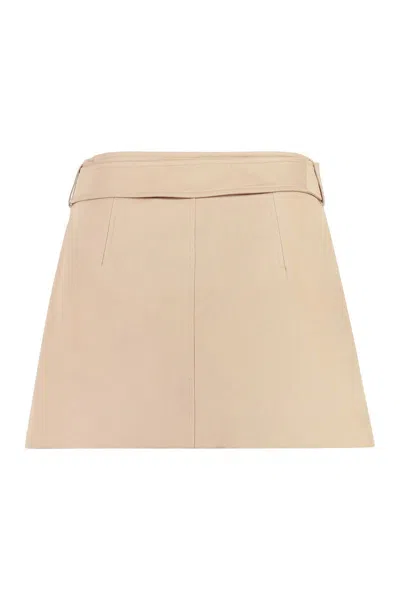Shop Burberry Cotton Mini-skirt In Beige