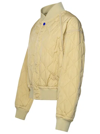 Shop Burberry Nylon Bomber Jacket In White