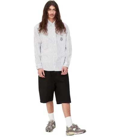 Shop Carhartt Wip  L/s Linus White And Black Shirt