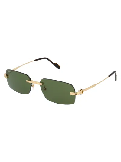 Shop Cartier Sunglasses In 002 Gold Gold Green