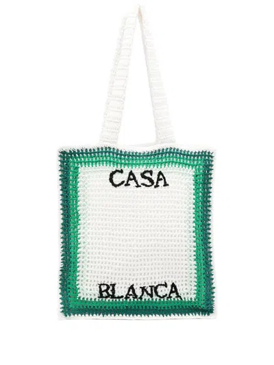 Shop Casablanca Crochet Tennis Bag In Multicolour