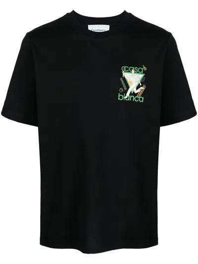 Shop Casablanca Le Jeu Printed Unisex T-shirt Clothing In Black