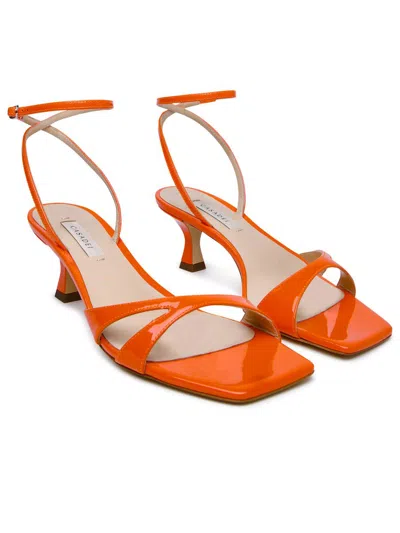 Shop Casadei Tiffany Leather Sandals In Orange