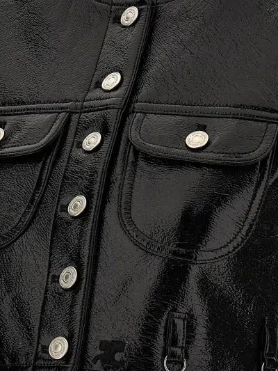 Shop Courrèges 'multiflex Vinyl Cropped' Vest In Black